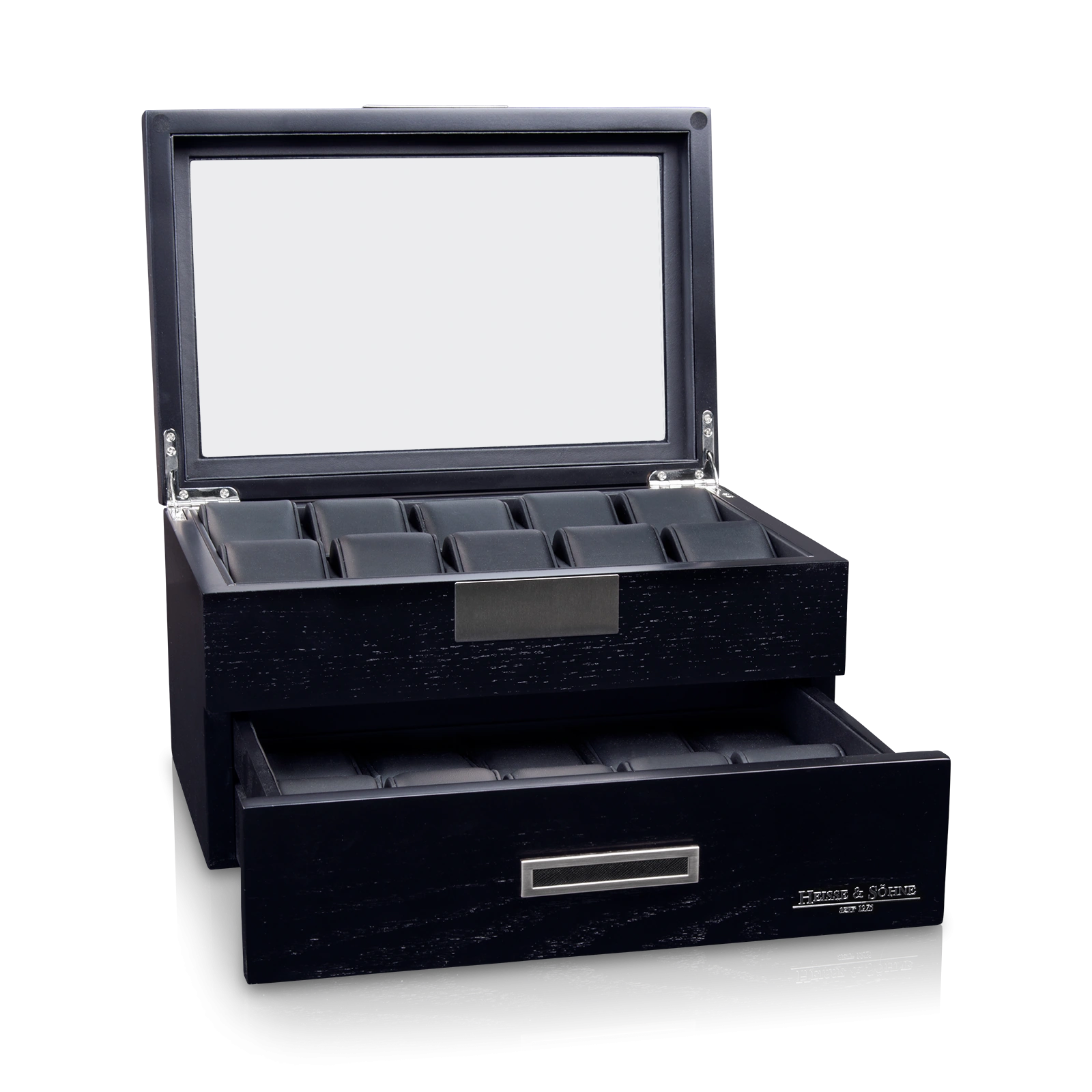 Uhrenbox Monteray 20 Esche - Schwarz Seidenmatt — Ansicht 2