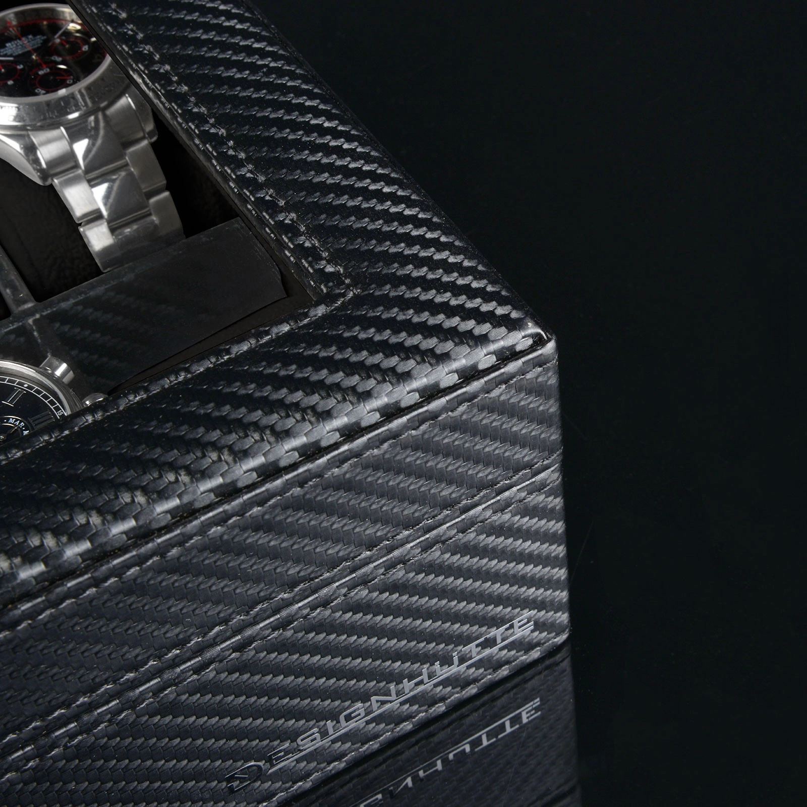 Uhrenbox Boston 12 - Carbon / Schwarz — Ansicht 6