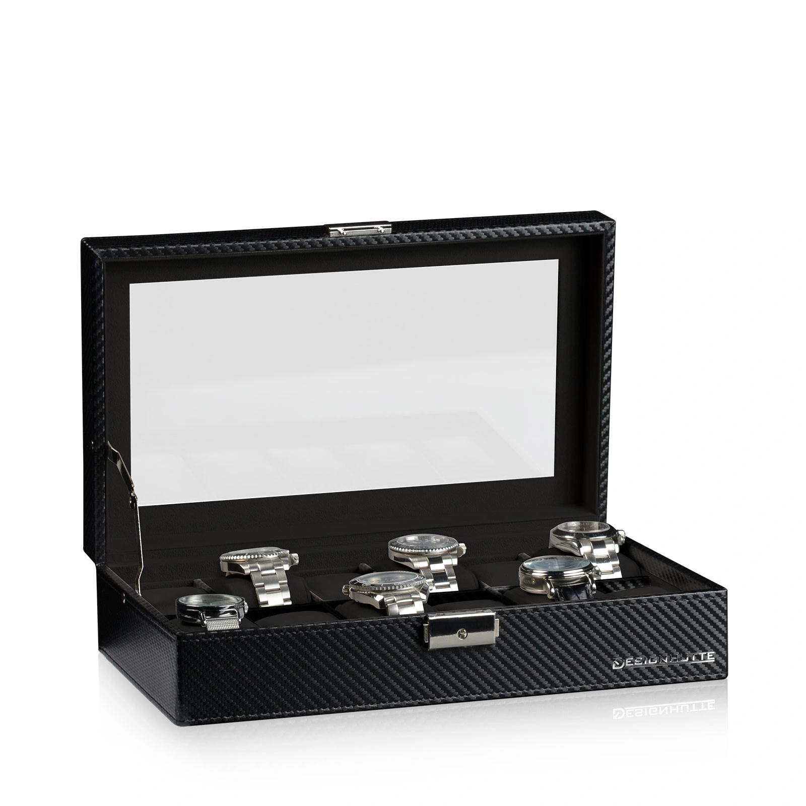 Uhrenbox Boston 12 - Carbon / Schwarz